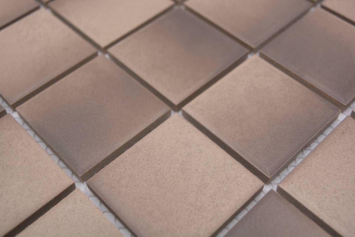 Close-up of Autumn Brown anti-slip ceramic mosaic tile sheet