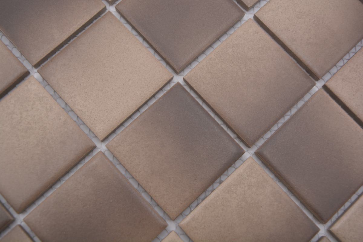 Autumn Brown matt mosaic floor tiles in contemporary walk-in shower