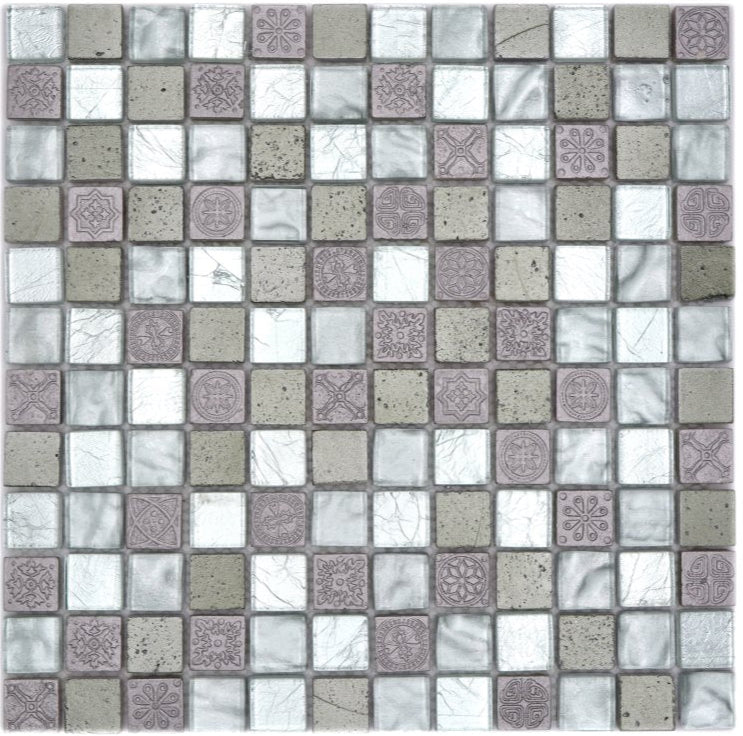 Autumn Teal Silver Glass Mosaic Tile