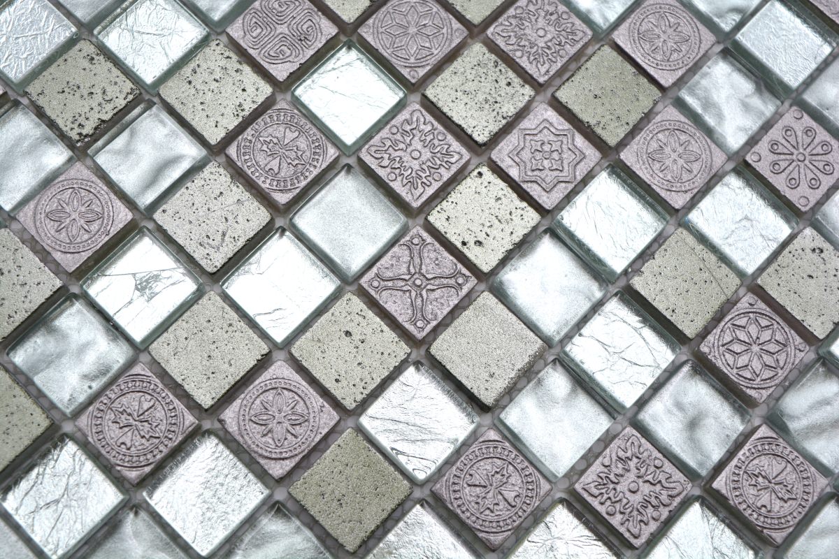 Teal Silver Glass Mosaic Tile