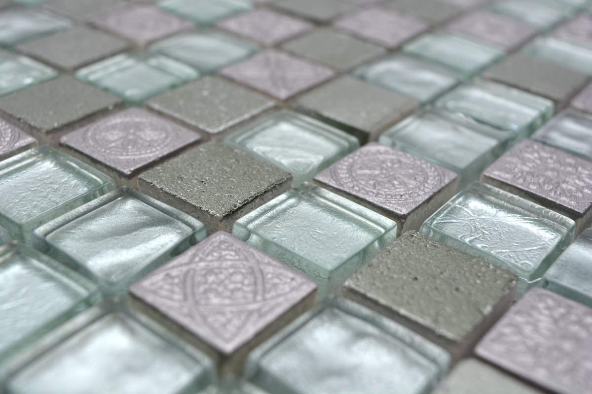 Autumn Teal Silver Glass Mosaic Tiles