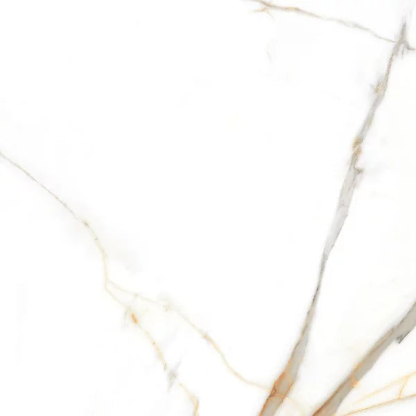 Deluxe Gold Leaf Ultra Porcelain Gloss White Marble Effect Tiles - Luxury Tiles UK
