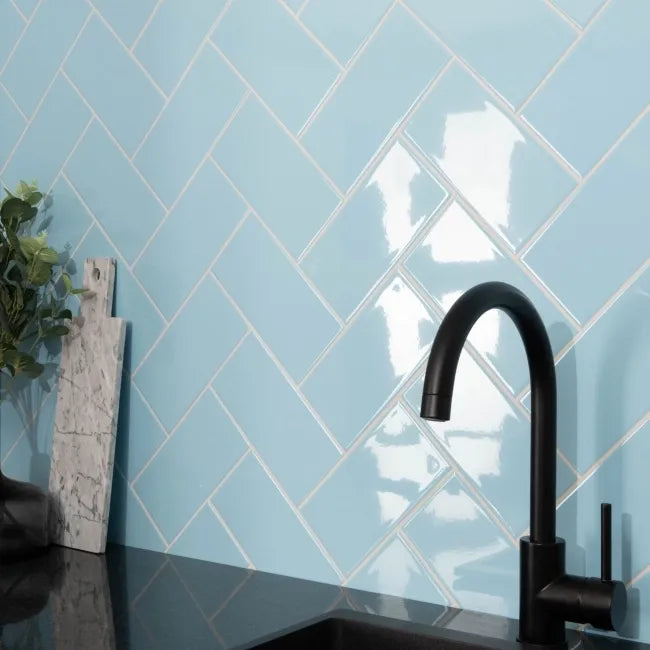 Blue Gloss Flat Metro Kitchen Wall Tiles