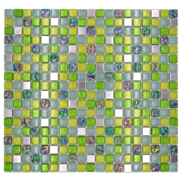 Green Mix Mosaic Tiles - Luxury Tiles UK