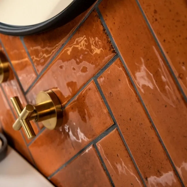Gloss orange metro tiles 