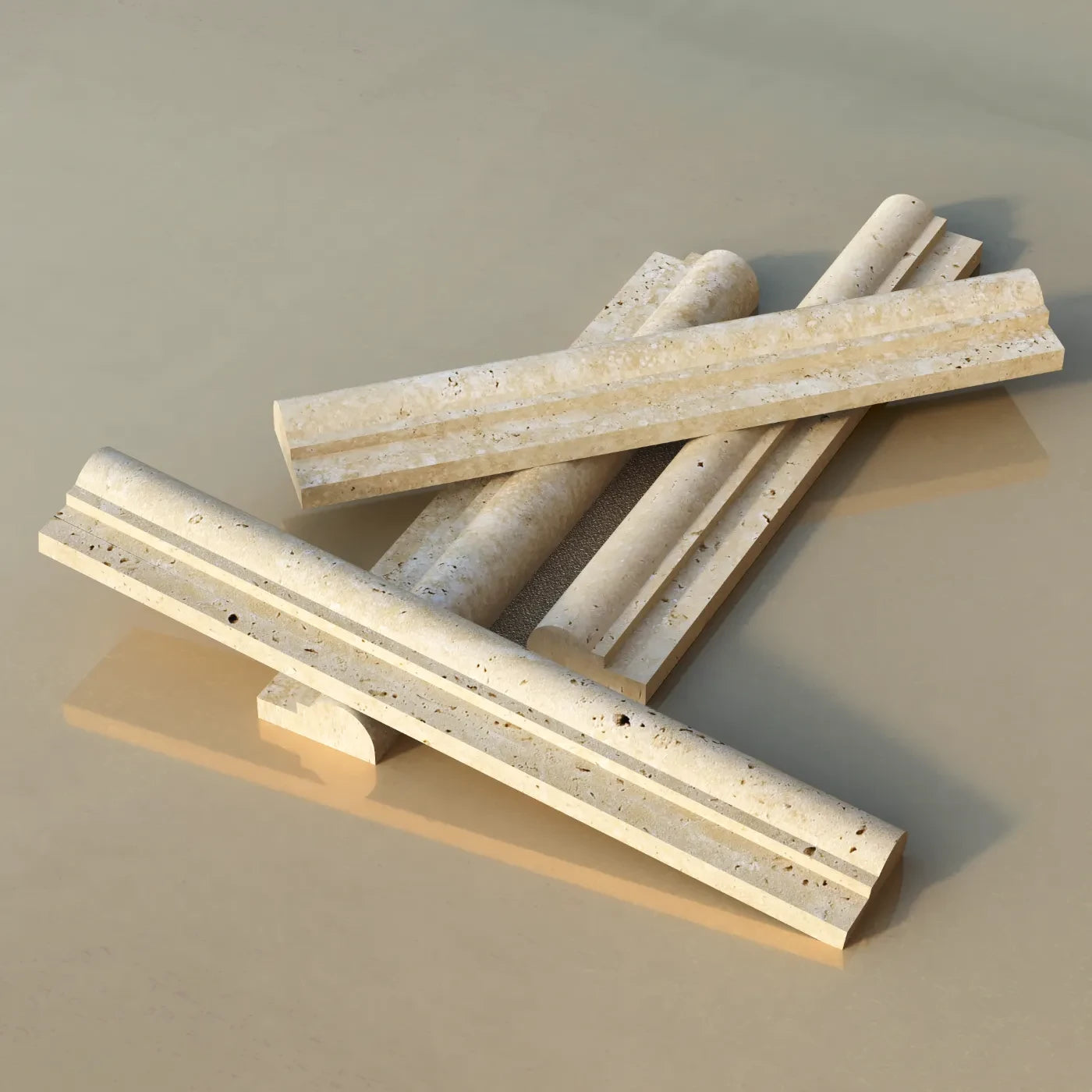 Beige variance of travertine border tile 