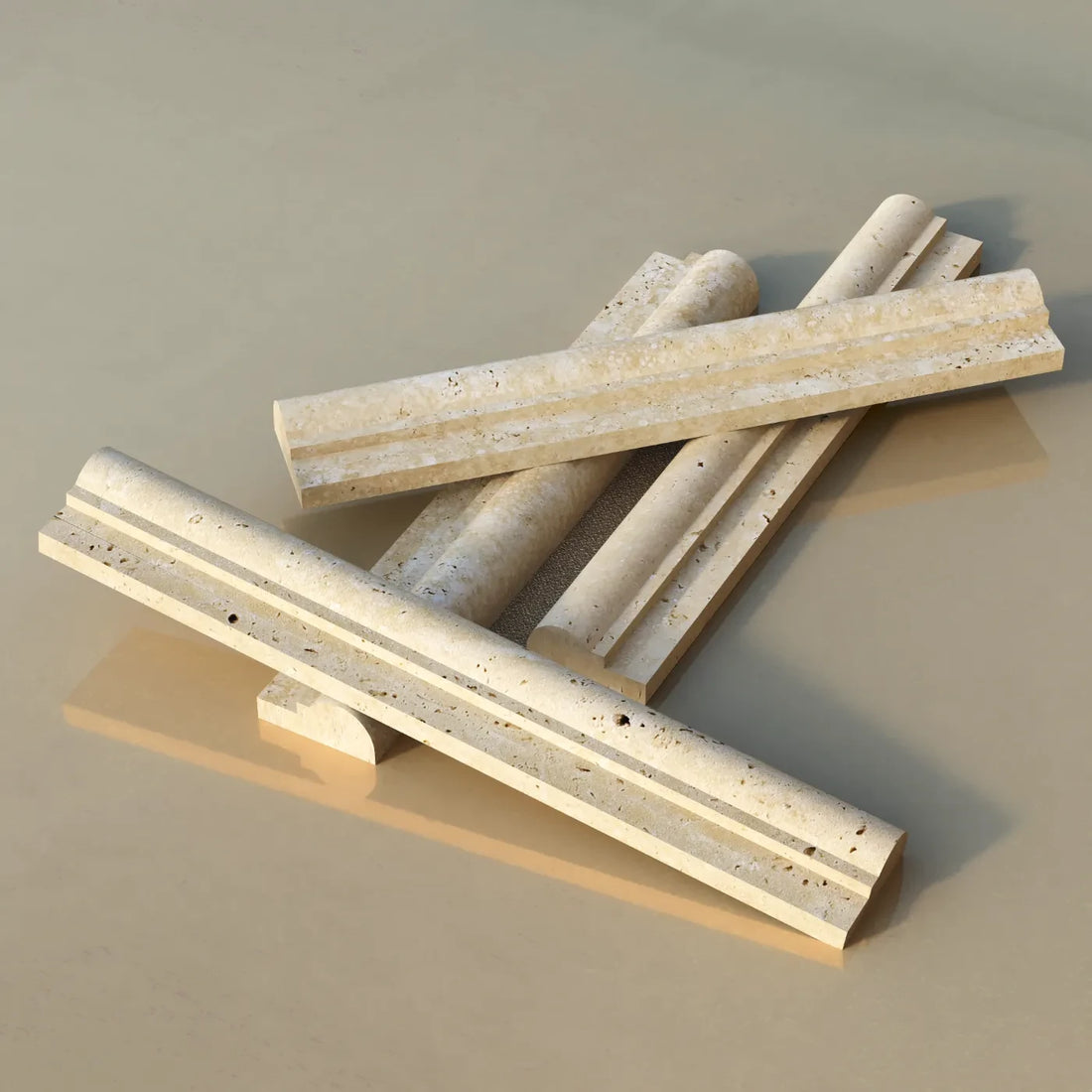 Beige variance of travertine border tile 