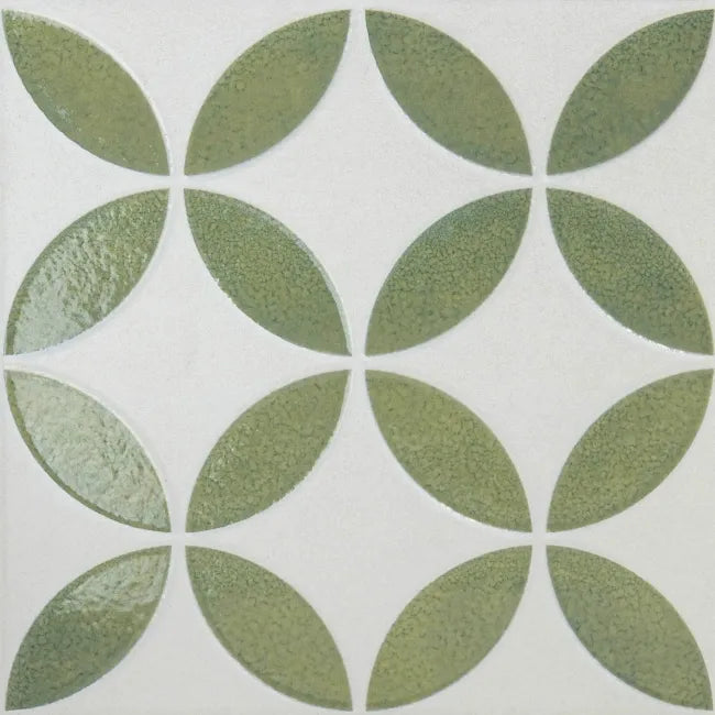 green and white pattern tile