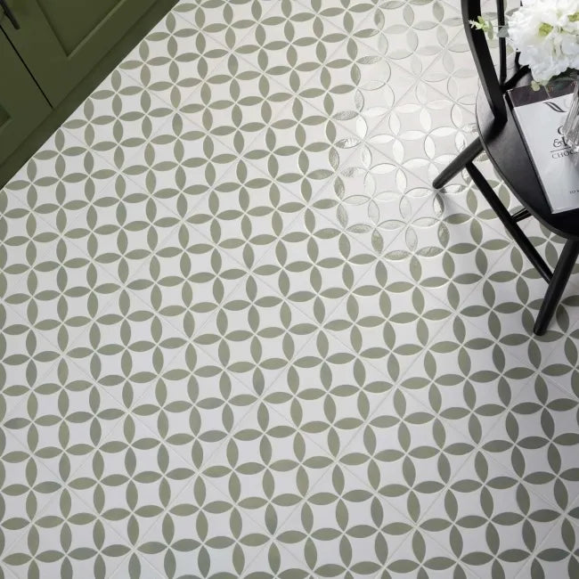 green feature floor kitchen 