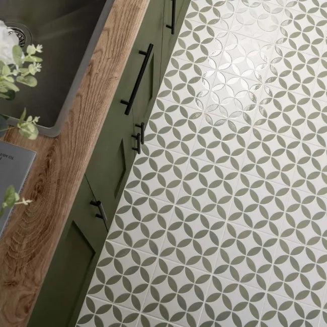 Green porcelain floor tile