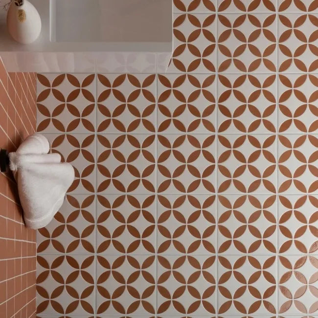 orange bathroom pattern tile 