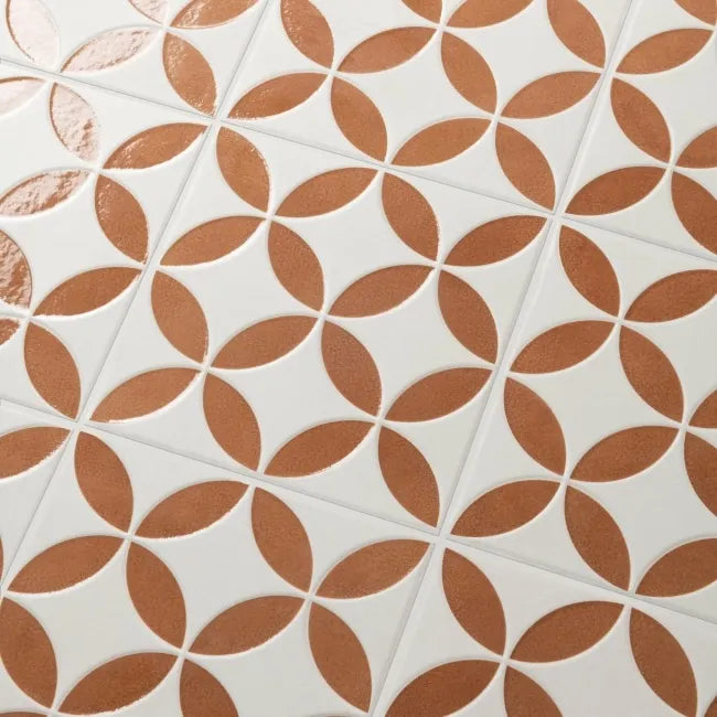 white and orange pattern tile