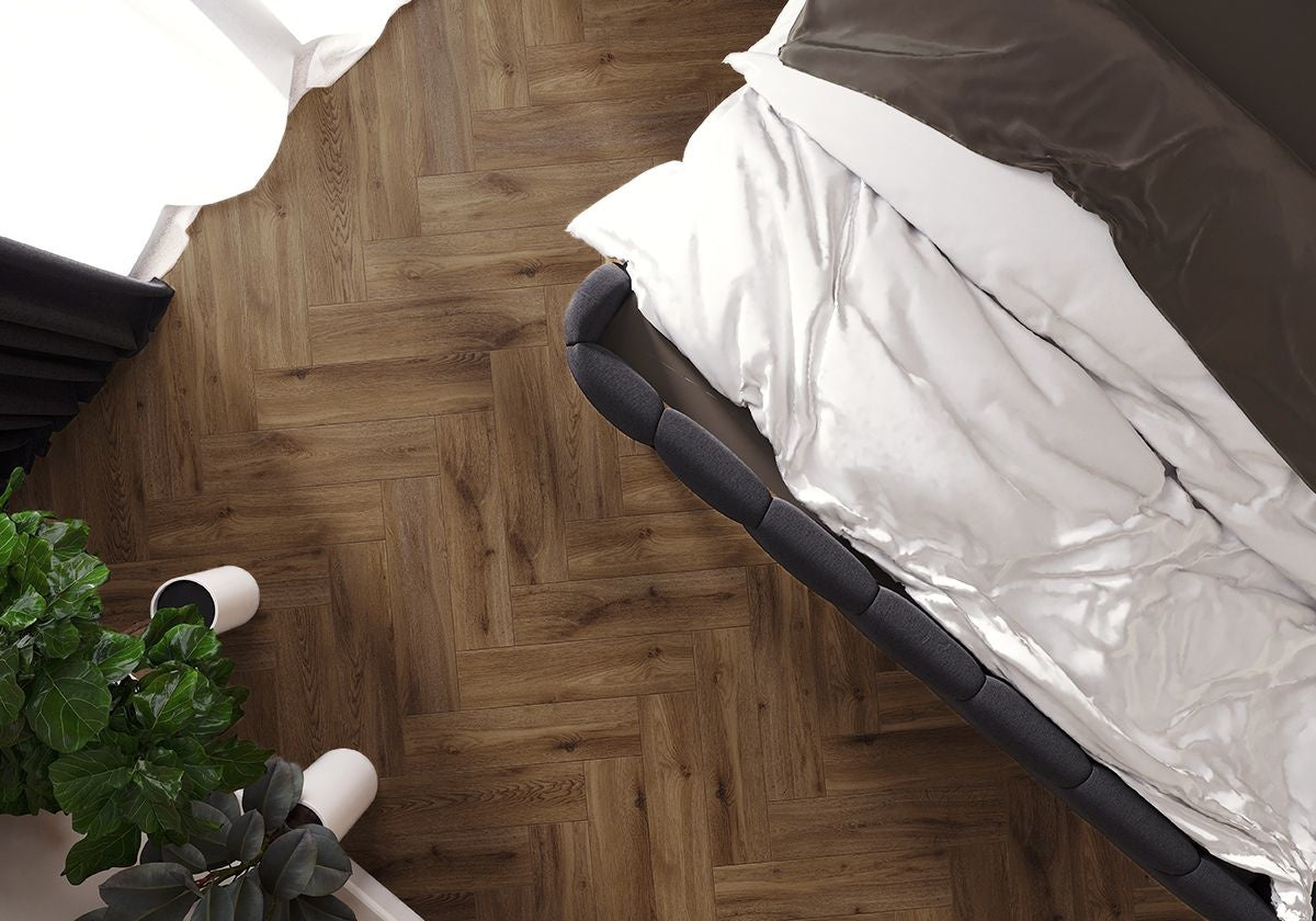 Birch Wood Dark effect Floor tiles