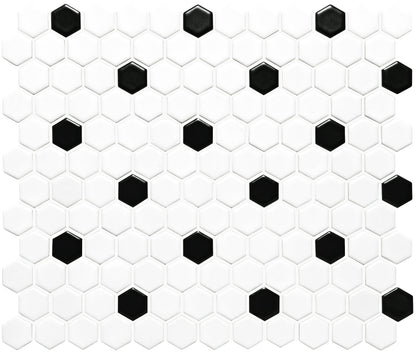 Black And White Honeycomb Floor Mosaic