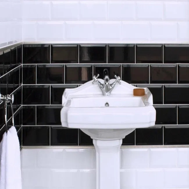 gloss black classic bathroom décor tile 