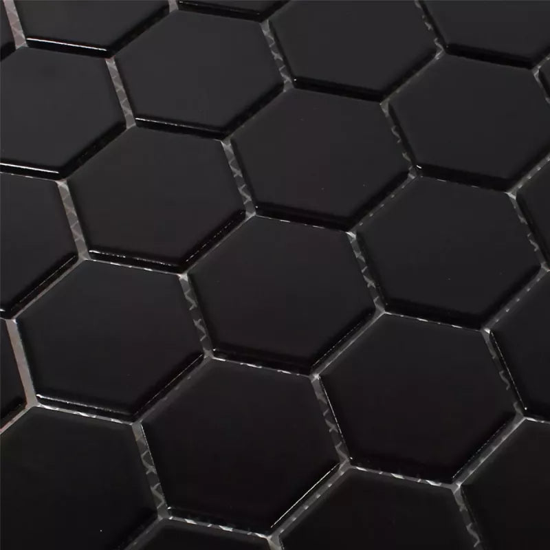 Black Matt Hexagonal Mosaic For Floors Walls Spas Pools and more from Luxury Tiles 