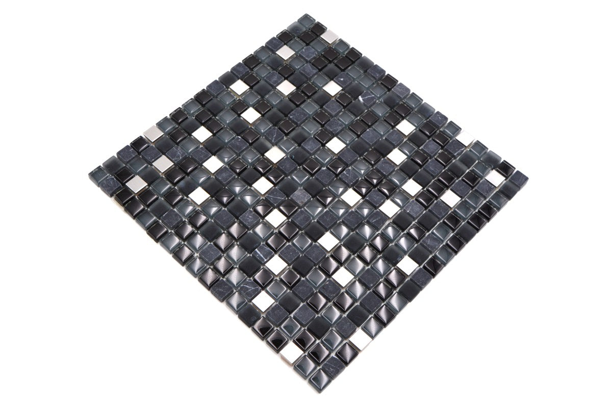 Black SIlver  Mix Mosaic Tiles