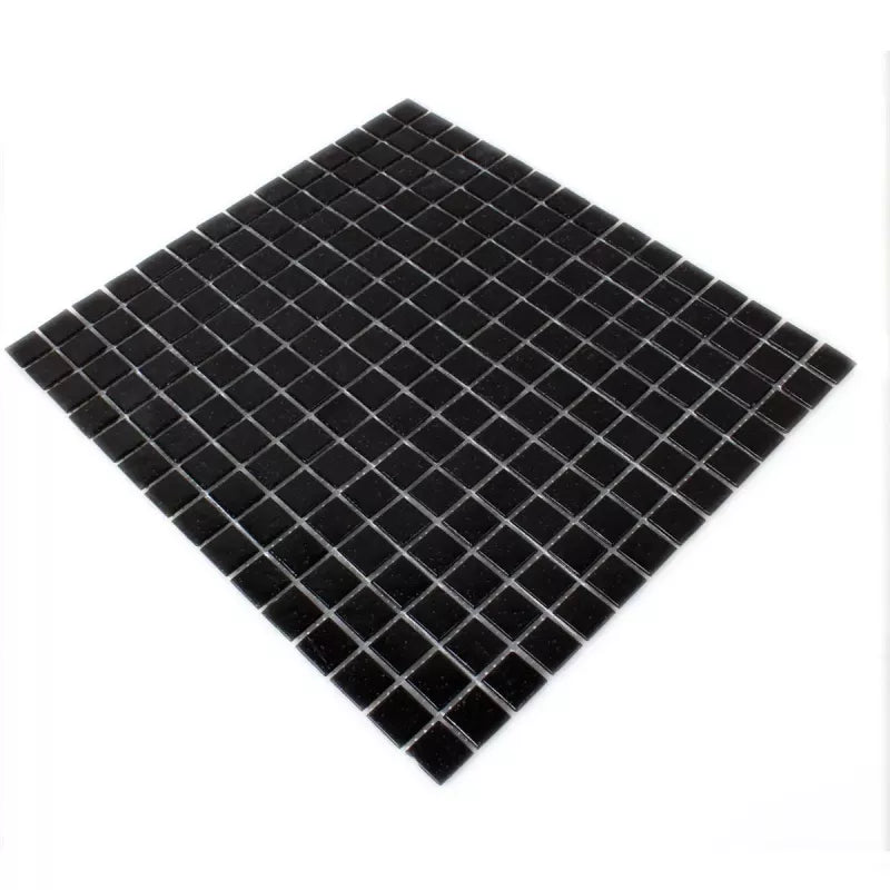 Black glass 20mm chip mosaic for wet areas by luxury tiles uk
