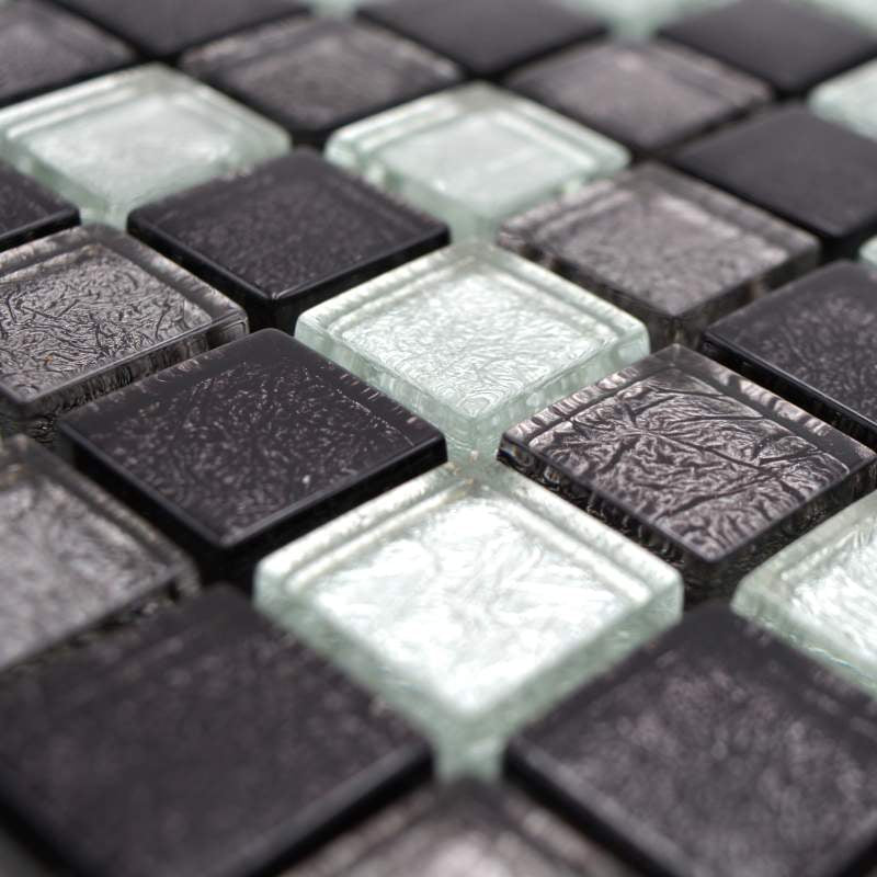 glass mosaic tile silver black 
