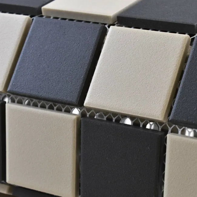 close up black and white anti slip mosaic tile 