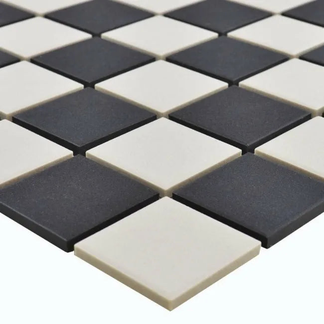 unglazed white and black ceramic mosaic