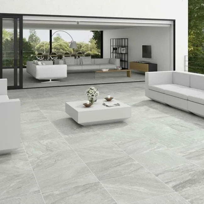 grey marbled paving tiles