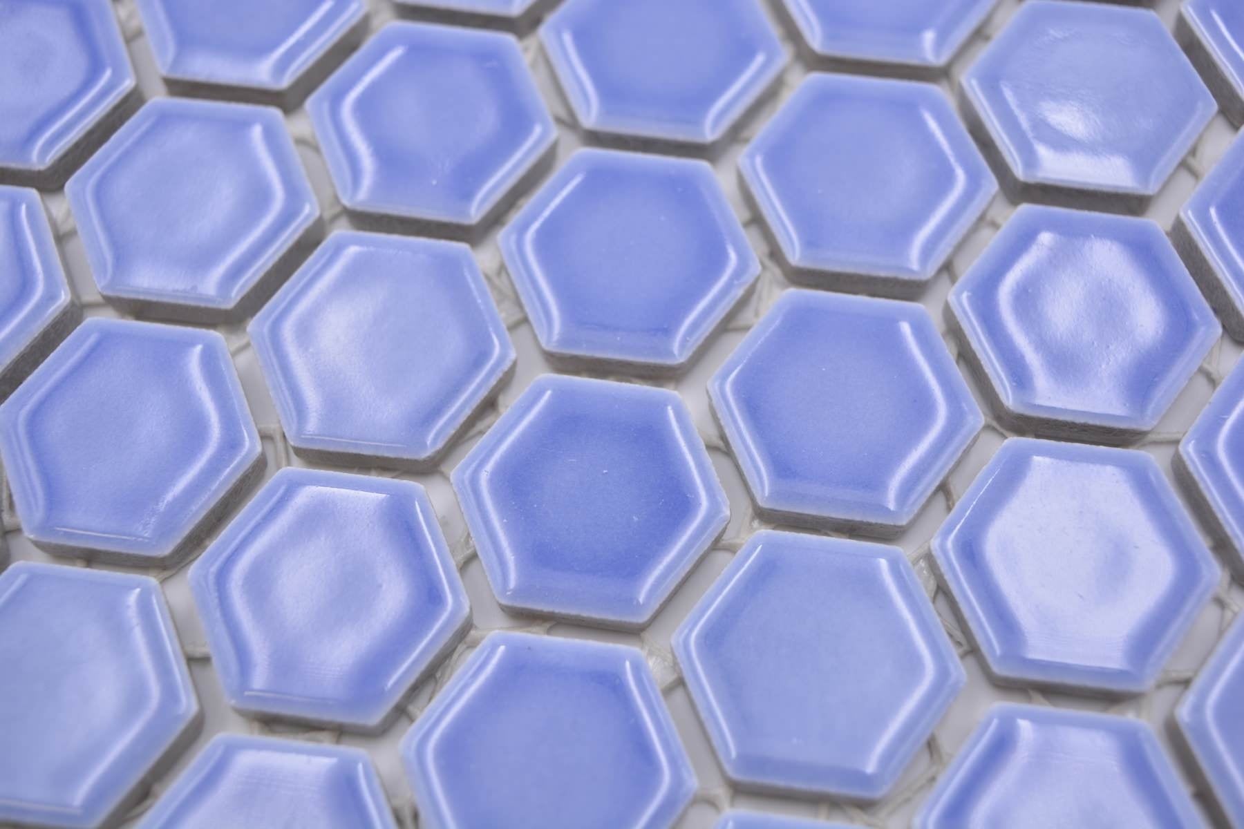 Blue Gloss Hexagon Mosaic Tile - Luxury Tiles UK