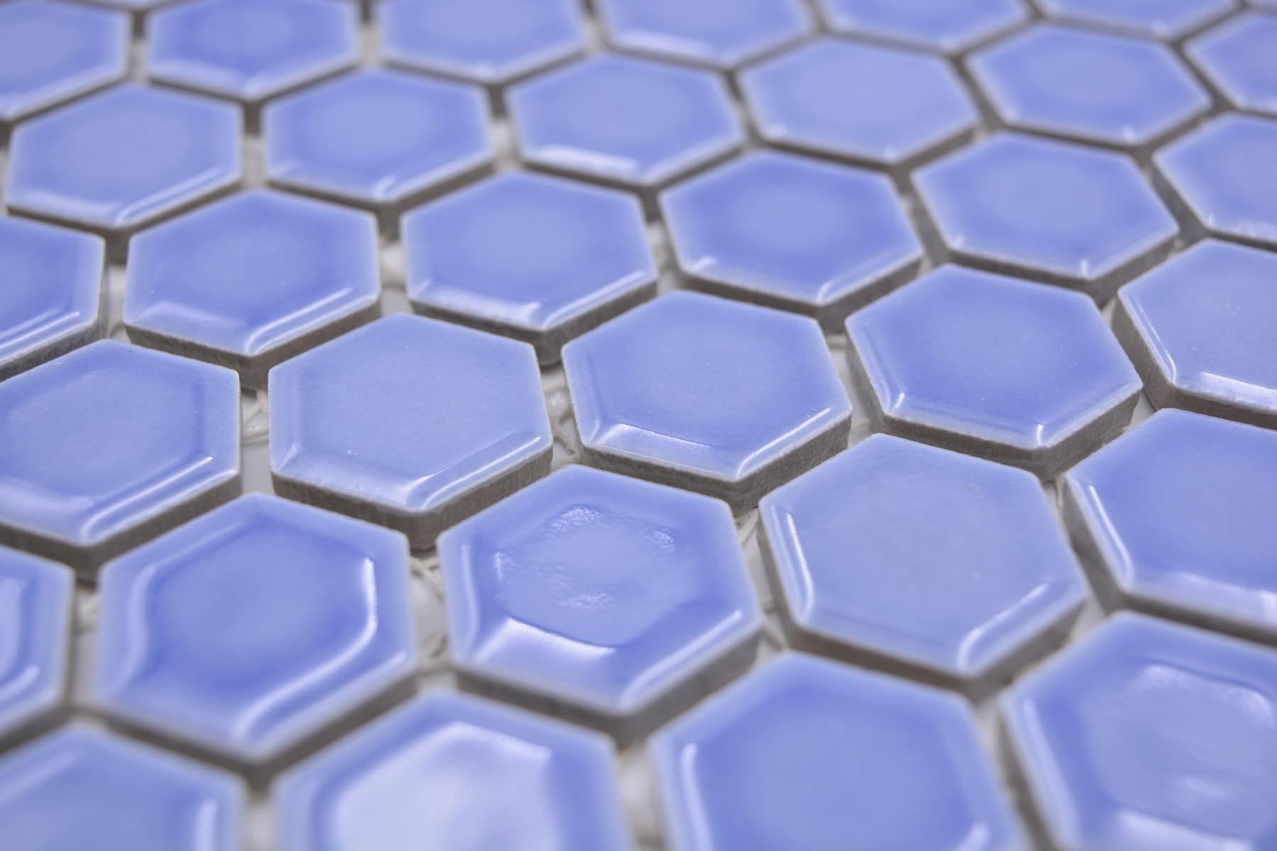 Blue Orchid Gloss Hexagon Mosaic Tile - Luxury Tiles UK