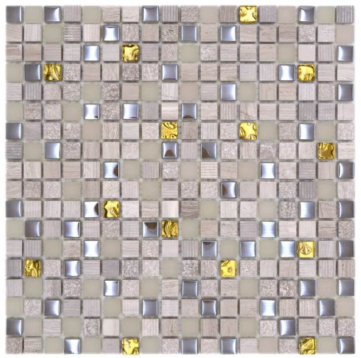 Gold White Mix Mosaic Tile