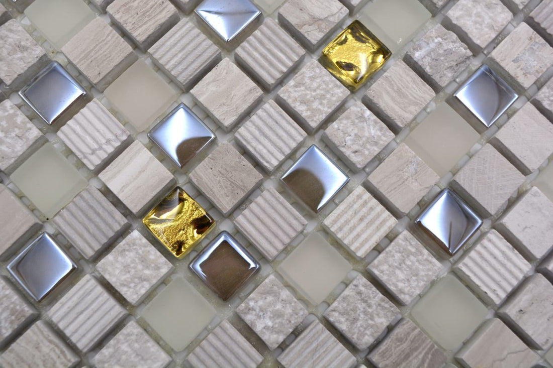 Gold White Mosaic Tile