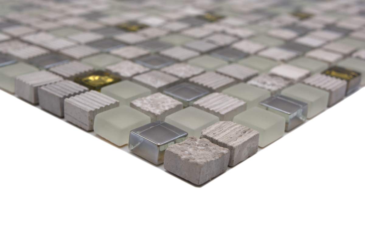 Golden White Mix Mosaic Tiles