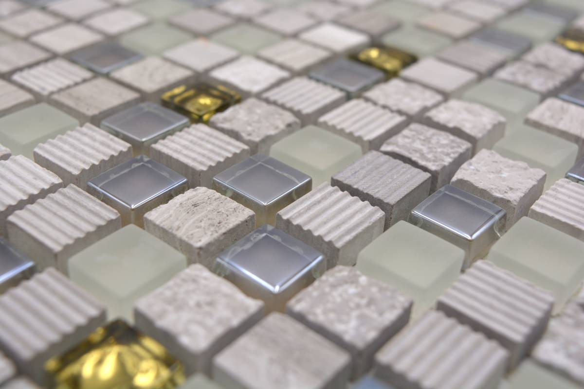 Gold White Mosaic Tiles