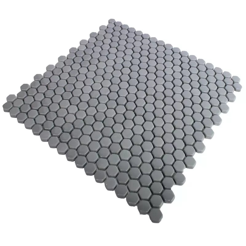 Brookhaven Hexagon Grey Glass Mosaic Tiles