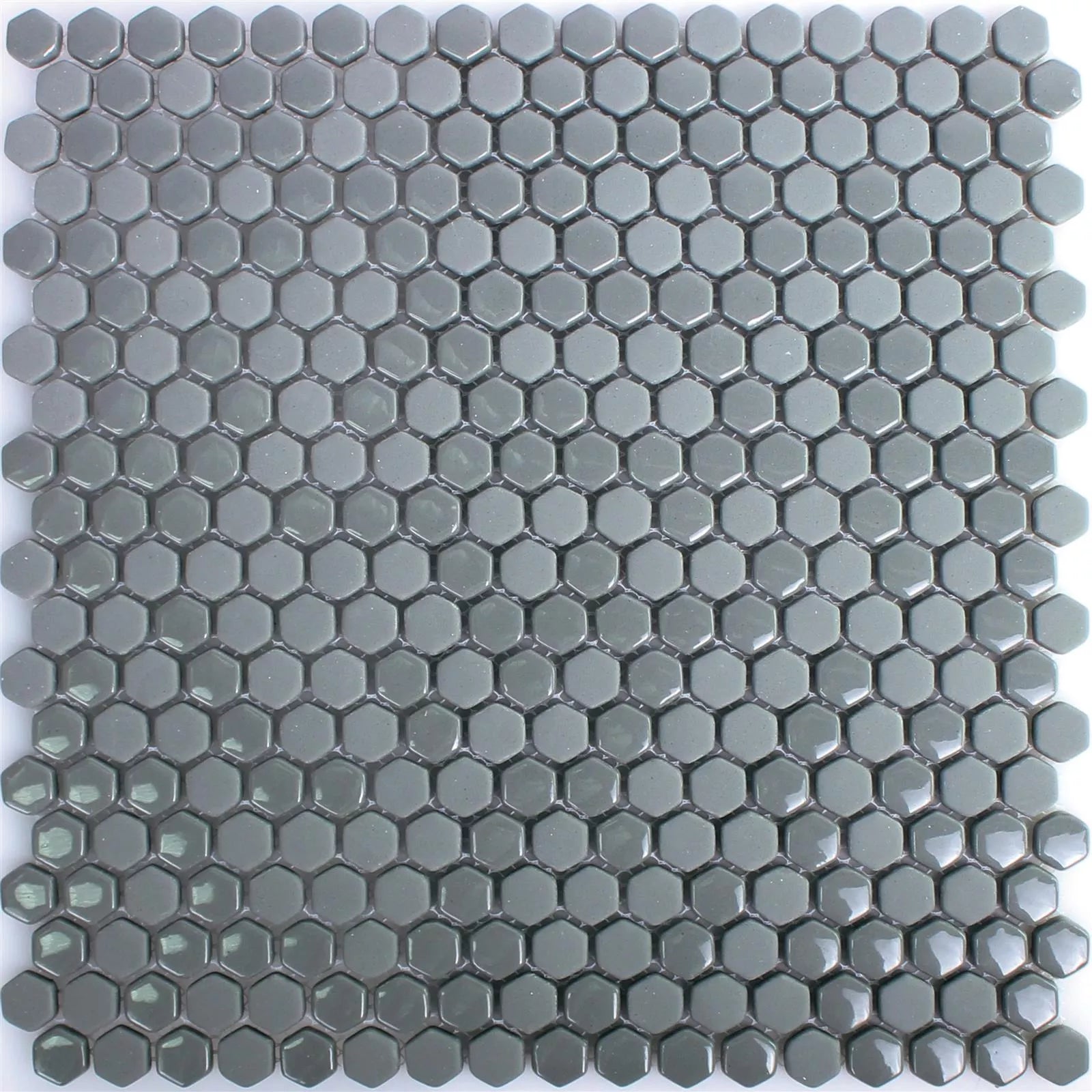 Brookhaven Hexagon Grey Glass Mosaic Tiles