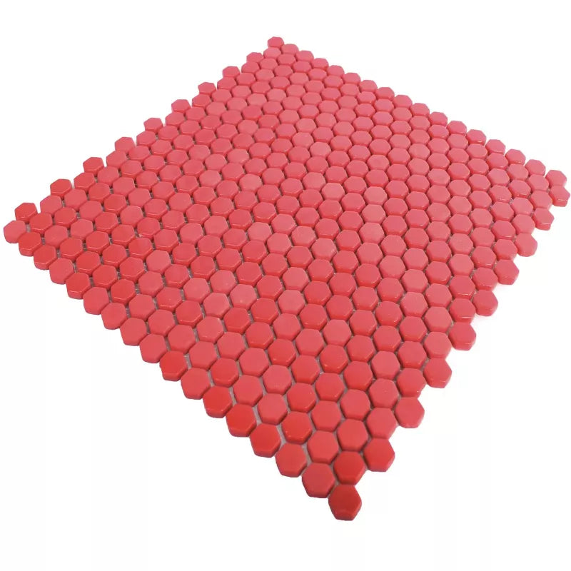 hexagon red mosaic tiles