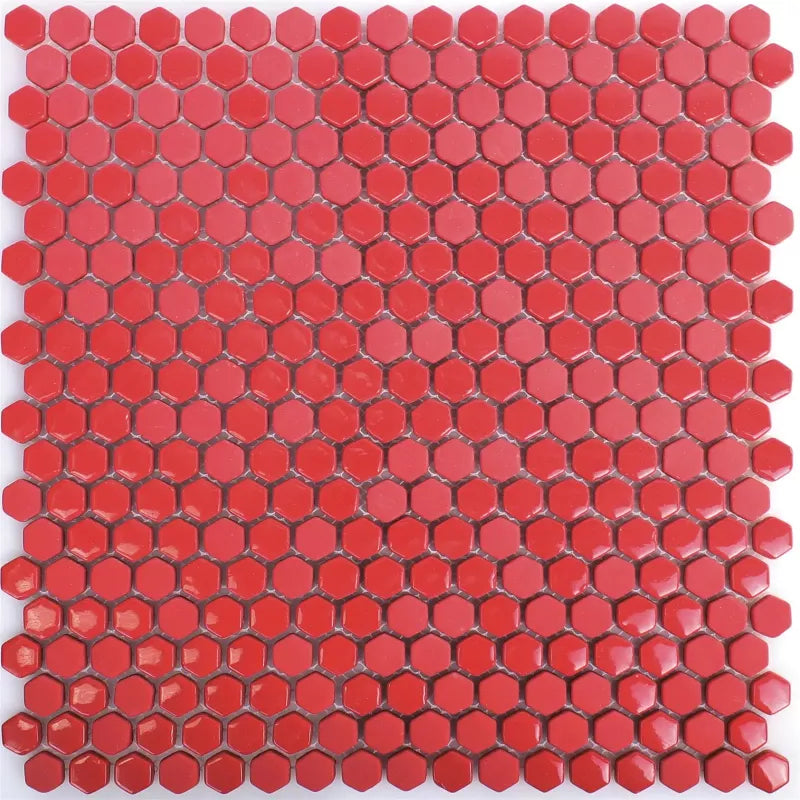 Brookhaven Hexagon Red Glass Mosaic Tiles | Luxury Tiles UK