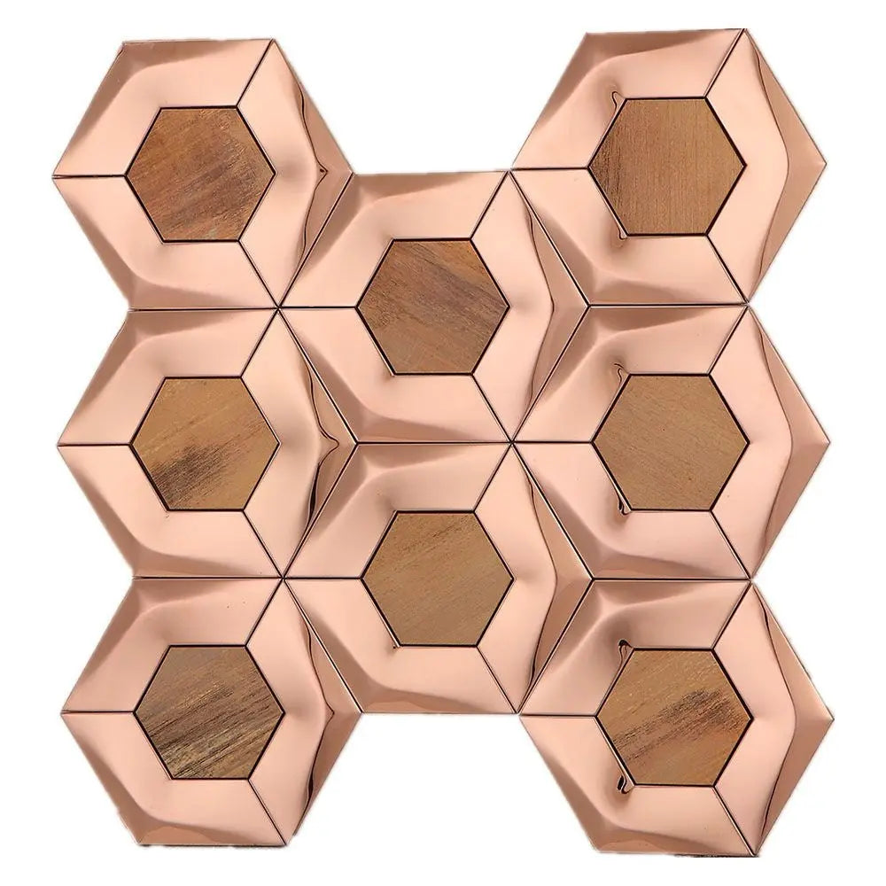 Brushed Gold Hexagon Mosaic Tile Luxury Tiles