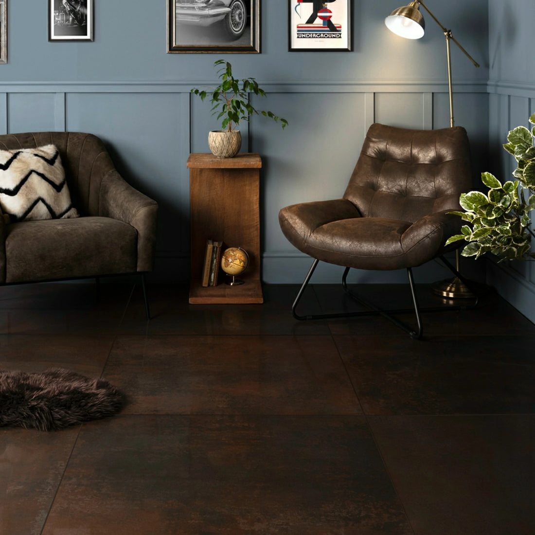 Burghley Stone Washed Bronze Porcelain Floor 90x90cm Tile
