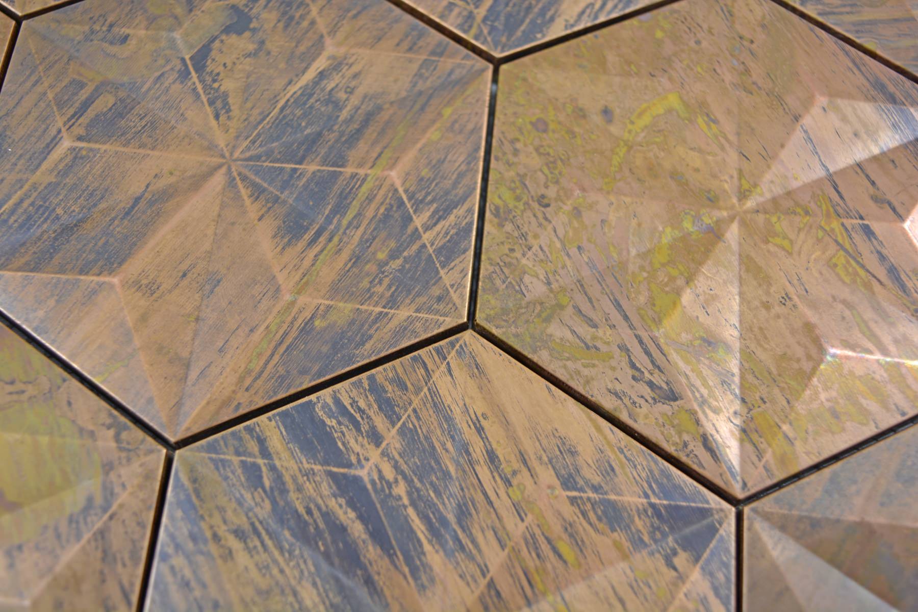 brown navy yellow mosaic tile