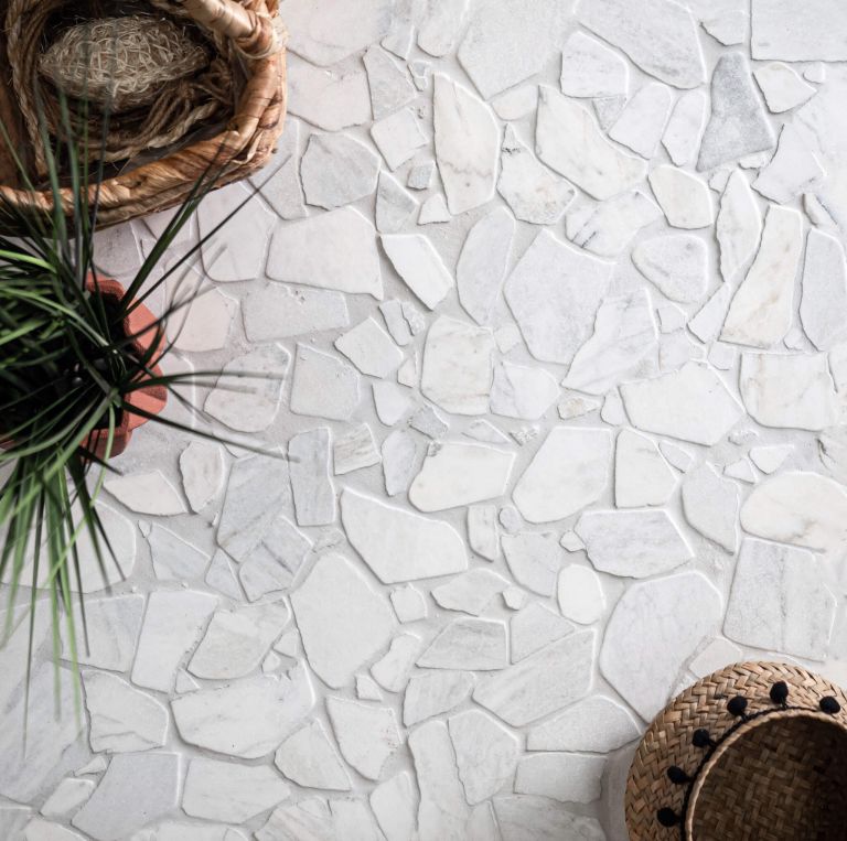 white marble mosaic floor tiles 
