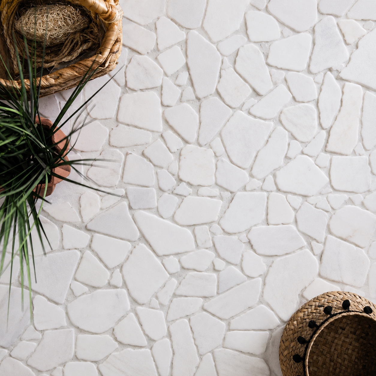 white marble mosaic floor tiles 