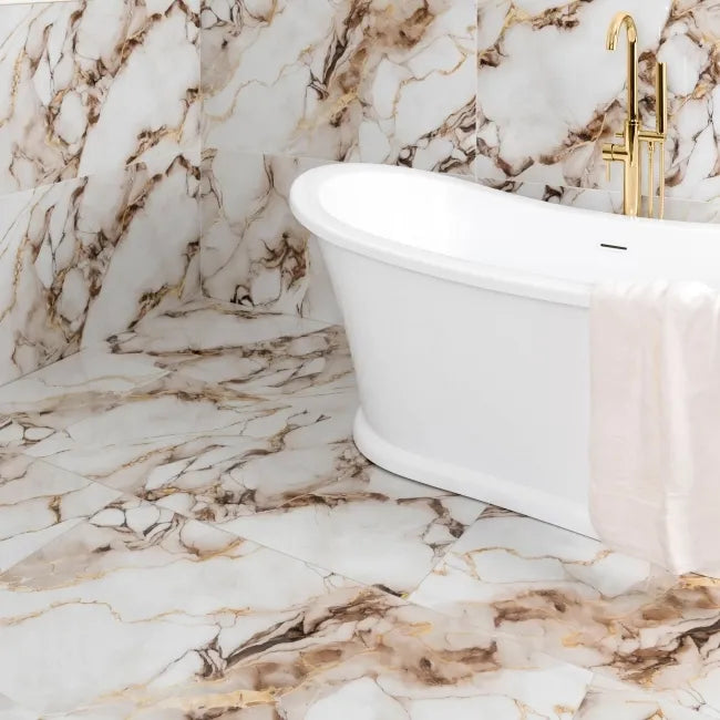 Copper gold metallic marble effect tile 