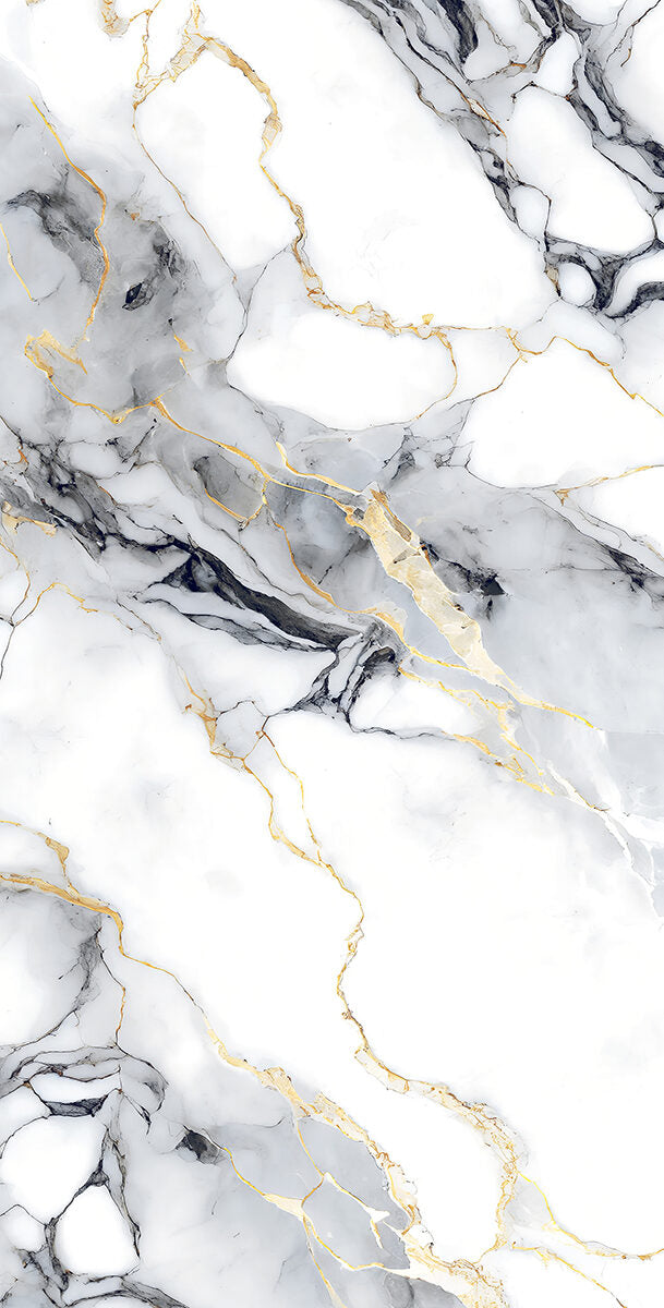 white grey veined gold tiles 