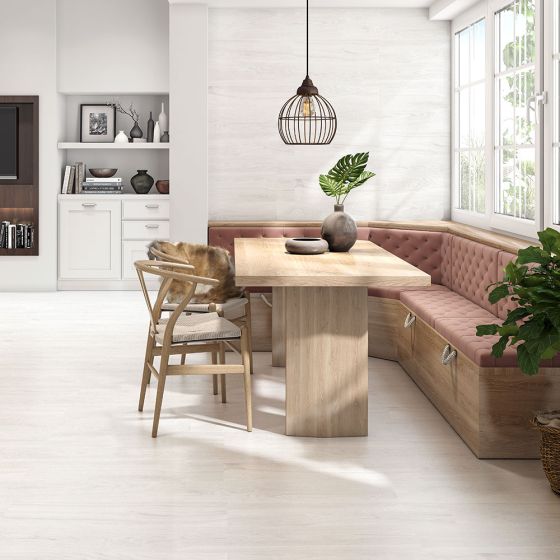 light grey floor tile dining area 
