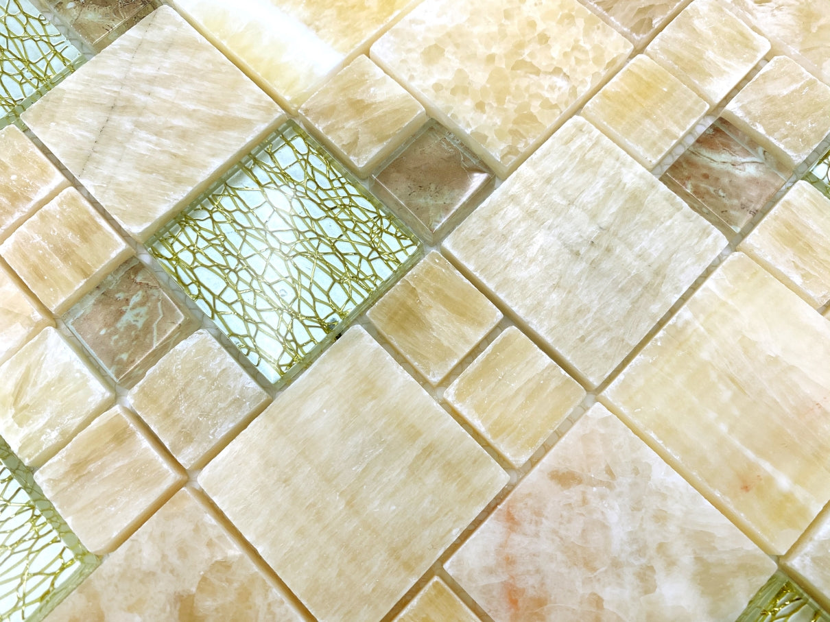 Beige glass mosaic tile 