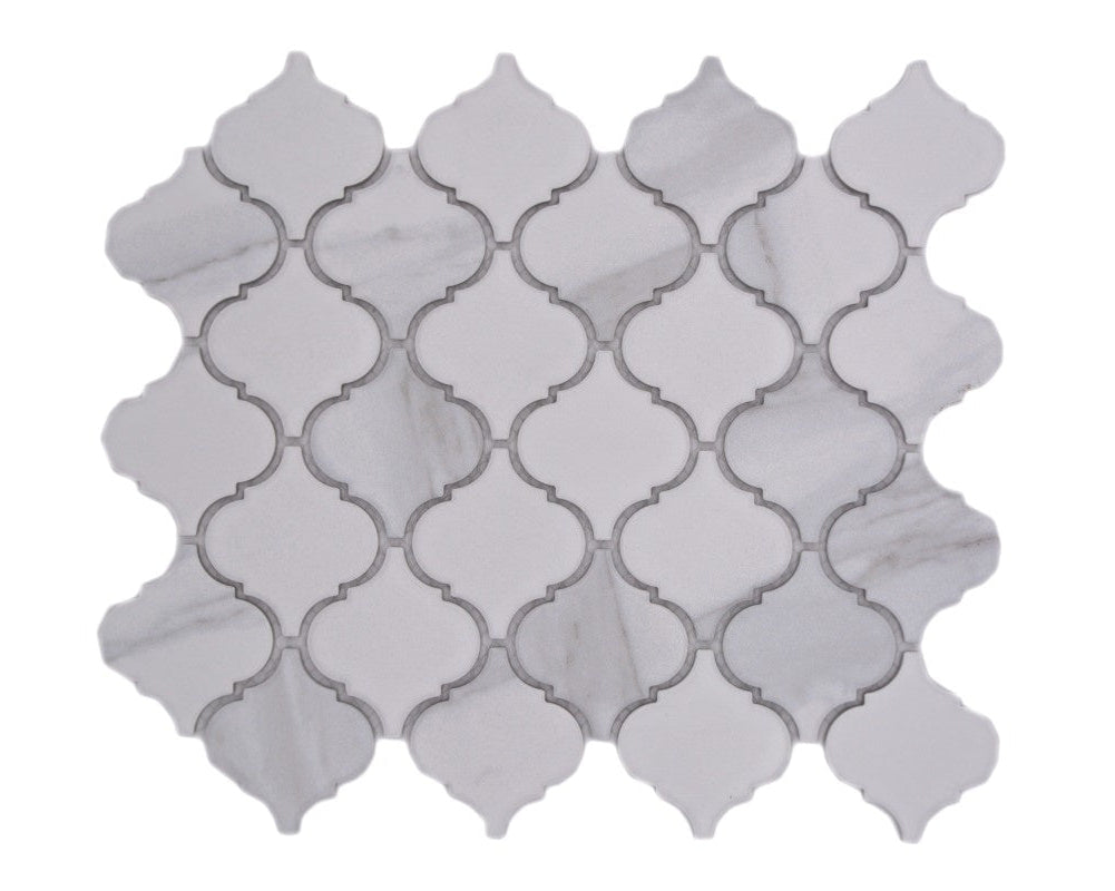 Carrara Marble Effect Arabesque |  Mosaic Tile - Luxury Tiles UK