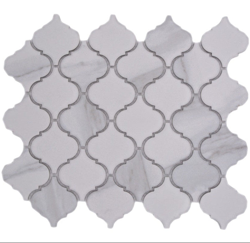 Carrara Marble Effect Arabesque |  Mosaic Tile - Luxury Tiles UK