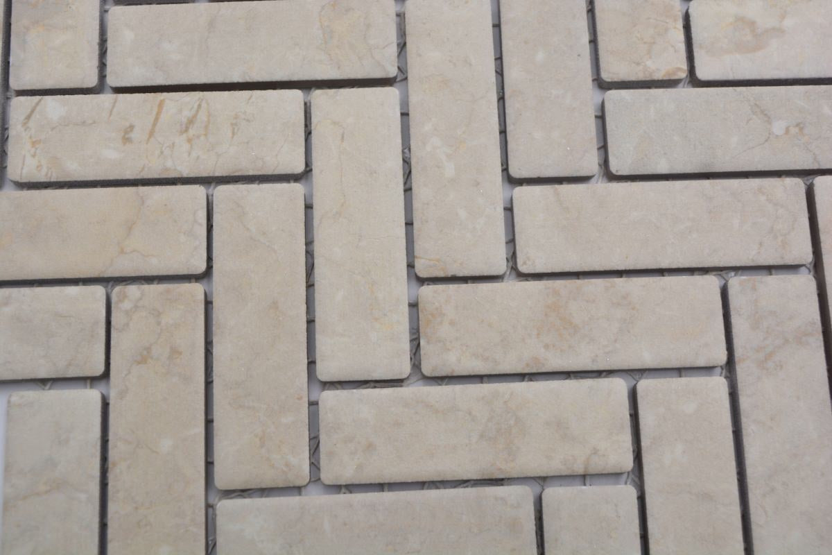 Ceramic Beige Herringbone Floor and Wall Mosaic Tile - Luxury Tiles UK