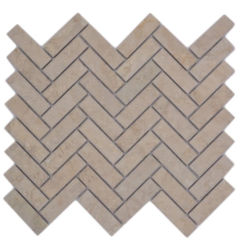 Ceramic Beige Herringbone Floor and Wall Mosaic Tile | Luxury Tiles UK