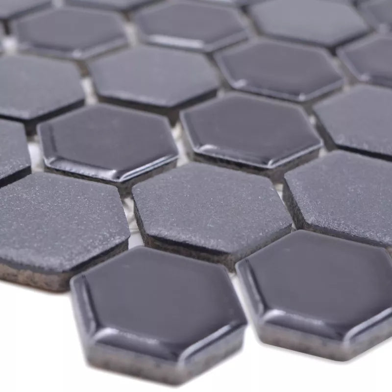 black hexagon matt mosaic